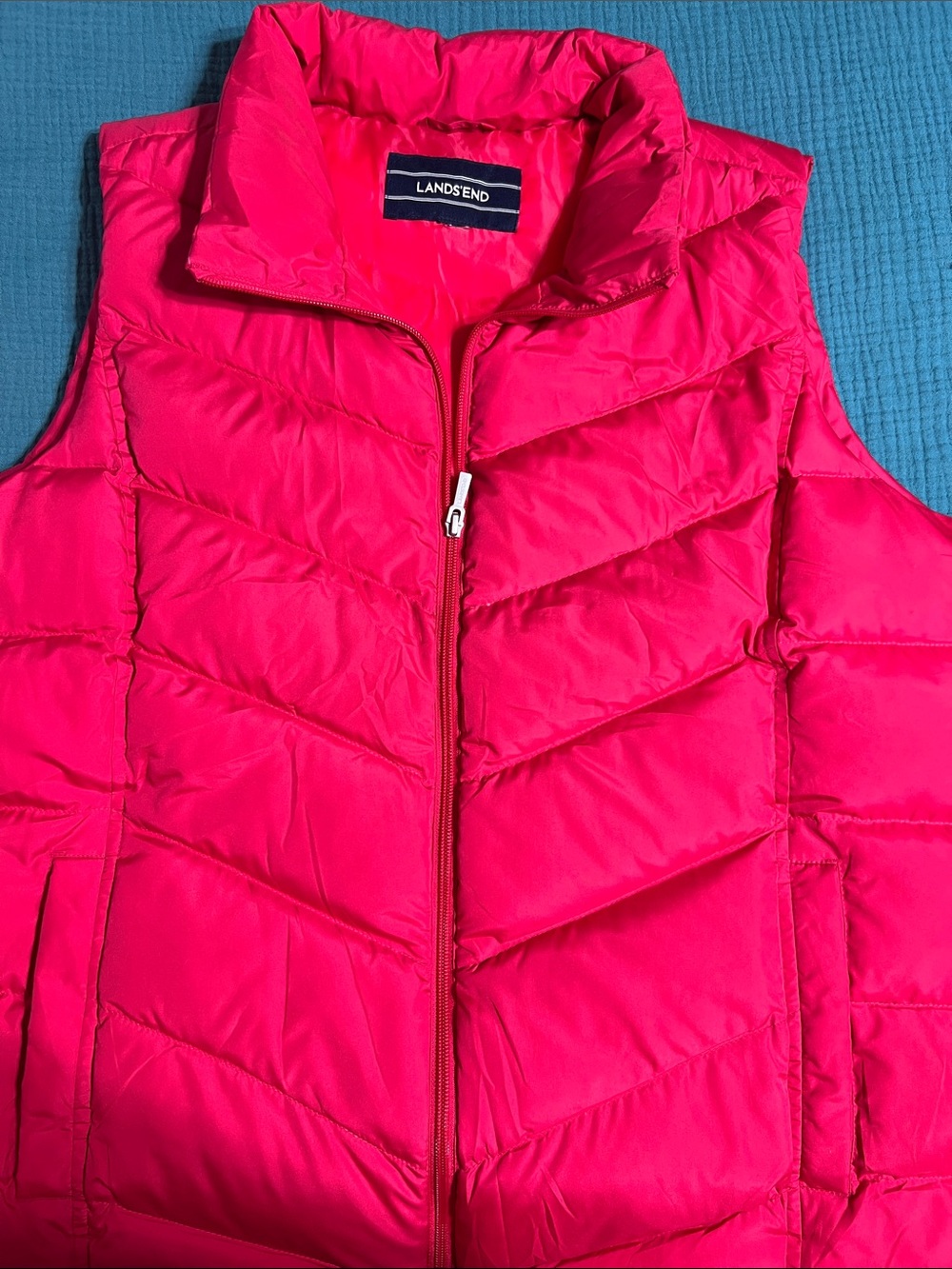 Lands' End Women's Chevron Puffer Vest - Pink Down Filled 2x